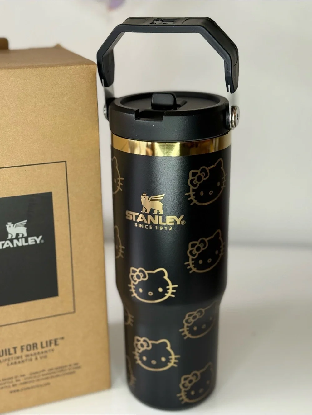 Stanley x Hello Kitty Black & Gold Travel Tumbler 30 oz - Picture 7 of 9